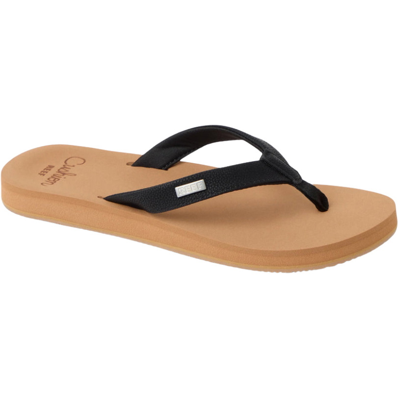2026 Reef Womens Baja Sands Flip Flops CJ9084 - Black / Tan